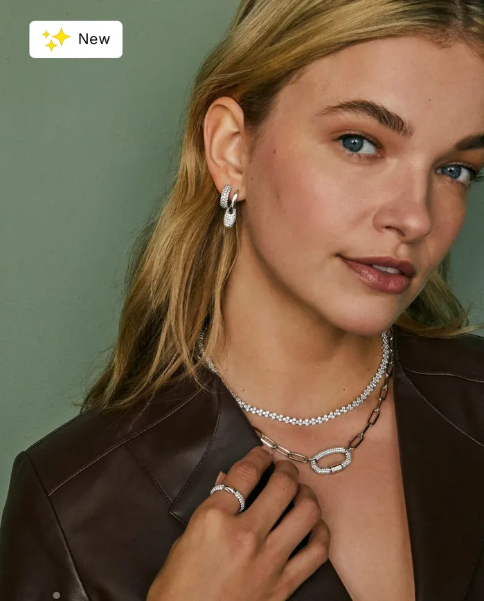 KENDRA SCOTT Emery Silver Link and Chain Necklace in White Crystal 9608870530 KENDRA SCOTT Necklaces