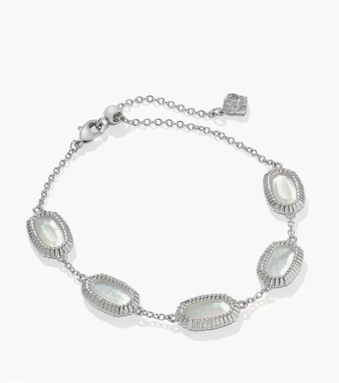 Kendra Scott KENDRA SCOTT Grayson Silver Ridge Frame Link Bracelet in Ivory MotherofPearl 9608864648 Bracelets