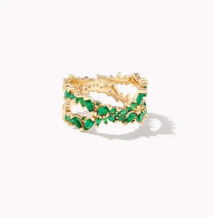 KENDRA SCOTT Rings KENDRA SCOTT Rosalie Gold Double Band Ring in Green Crystal 9608875378 Sz 6 KENDRA SCOTT Rings KENDRA SCOTT Rosalie Gold Double Band Ring in Green Crystal 9608875378 Sz 6