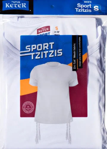 Keter Mens Sports Tzitzit White Keter Rings