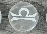 Keystone Crystals Earrings Libra Zodiac Selenite Disc 15