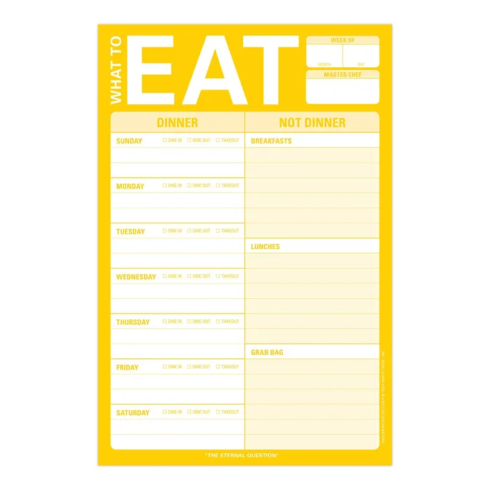 Knock Knock Necklaces What to Eat Pad with Magnet Yellow