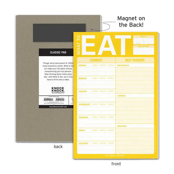 Knock Knock Necklaces What to Eat Pad with Magnet Yellow