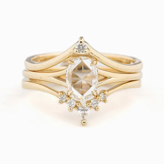 Kylie Ring 053ct Oval Rose Cut Diamond 14K Yellow Gold One of a kind Envero Jewelry Rings