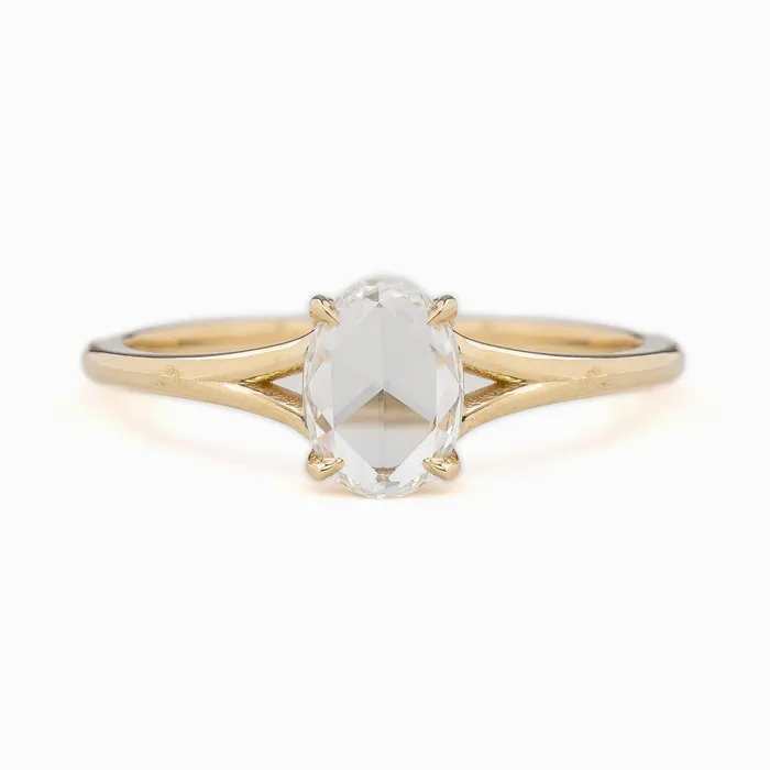 Kylie Ring 053ct Oval Rose Cut Diamond 14K Yellow Gold One of a kind Envero Jewelry Rings