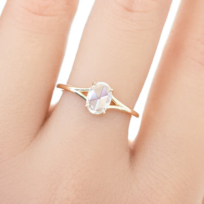 Kylie Ring 053ct Oval Rose Cut Diamond 14K Yellow Gold One of a kind Envero Jewelry Rings