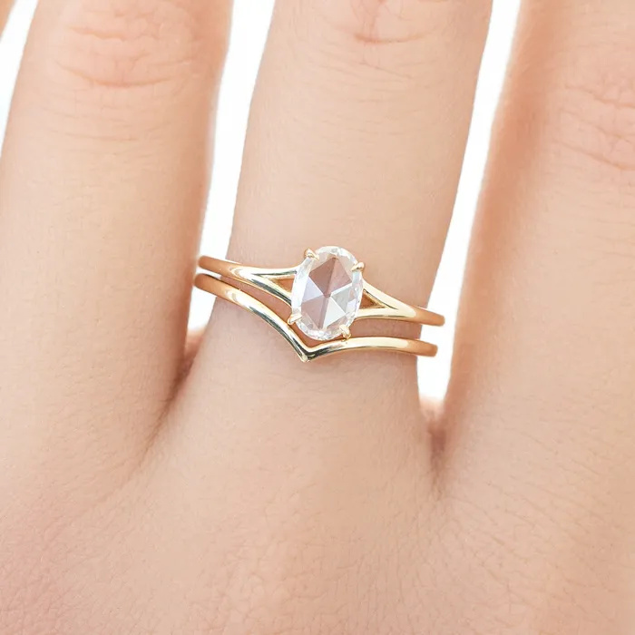 Kylie Ring 053ct Oval Rose Cut Diamond 14K Yellow Gold One of a kind Envero Jewelry Rings