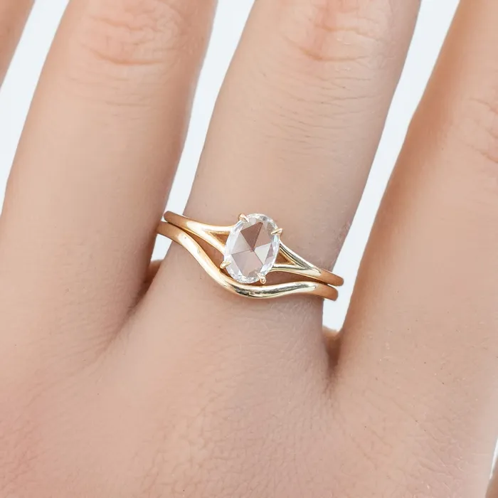 Kylie Ring 053ct Oval Rose Cut Diamond 14K Yellow Gold One of a kind Envero Jewelry Rings