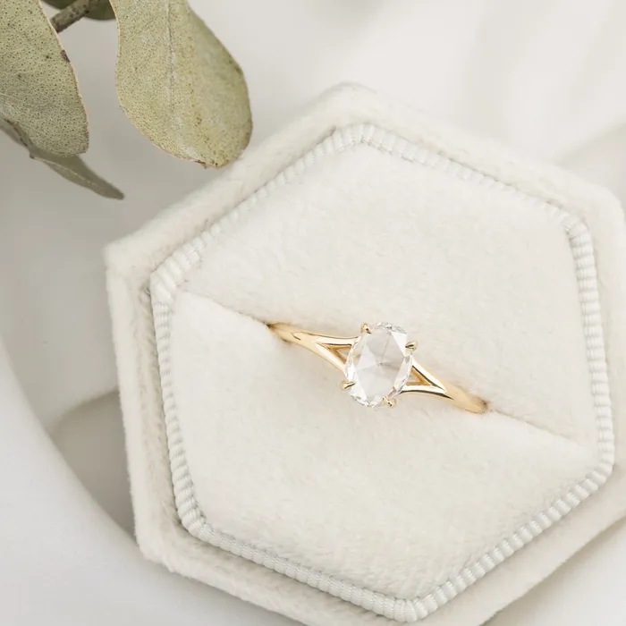 Kylie Ring 053ct Oval Rose Cut Diamond 14K Yellow Gold One of a kind Envero Jewelry Rings