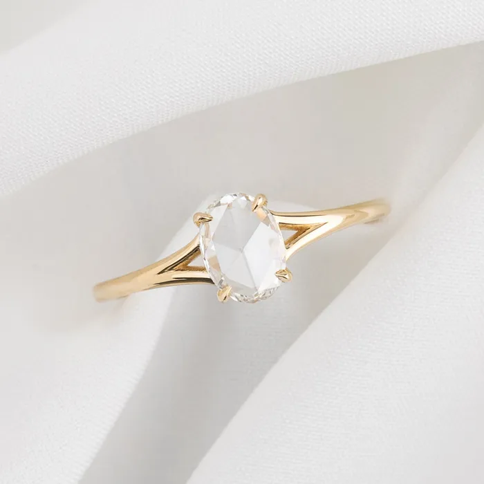 Kylie Ring 053ct Oval Rose Cut Diamond 14K Yellow Gold One of a kind Envero Jewelry Rings