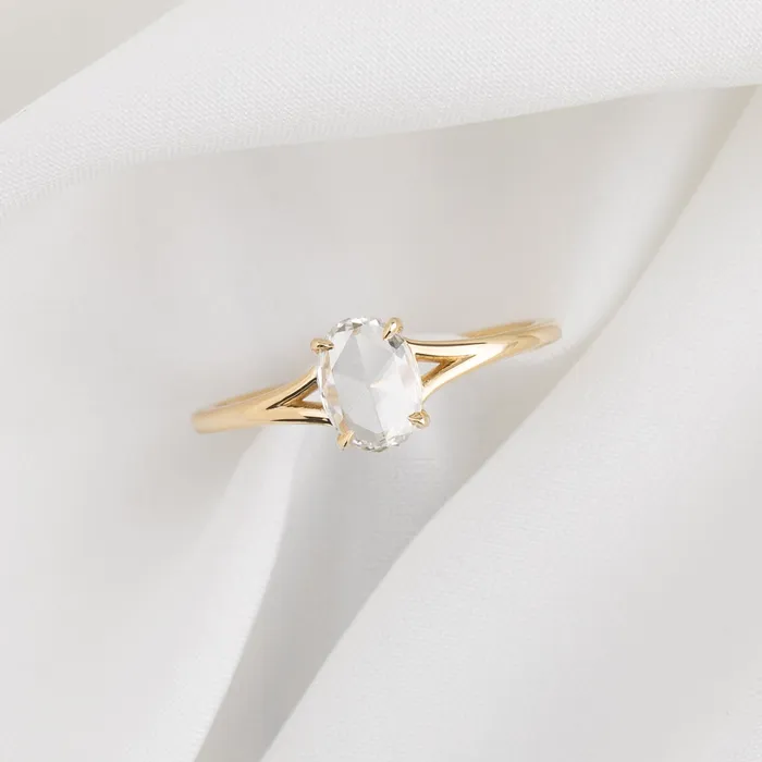 Kylie Ring 053ct Oval Rose Cut Diamond 14K Yellow Gold One of a kind Envero Jewelry Rings