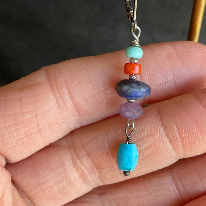 Lapis and turquoise Earrings Riverstone Earrings Lapis and turquoise Earrings Riverstone Earrings
