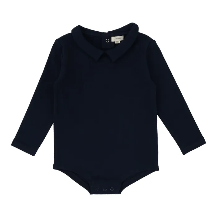 Lil Legs Collar Onesie Long Sleeve Navy Lil Legs Earrings