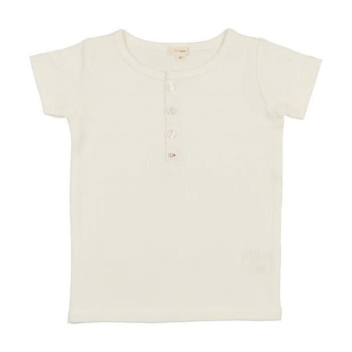 Lil Legs Short Sleeve Henley White Lil Legs Rings