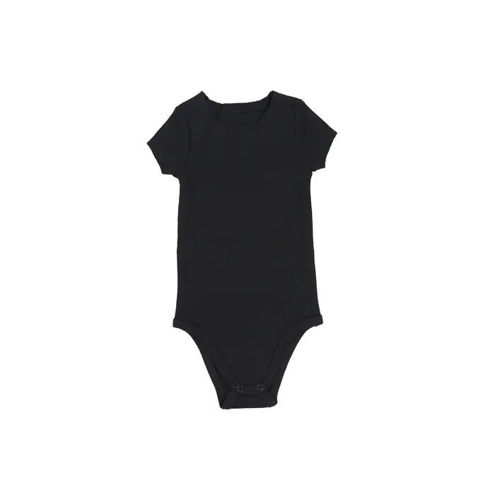 Lil Legs Short Sleeve Rib Onesie Black Lil Legs Rings