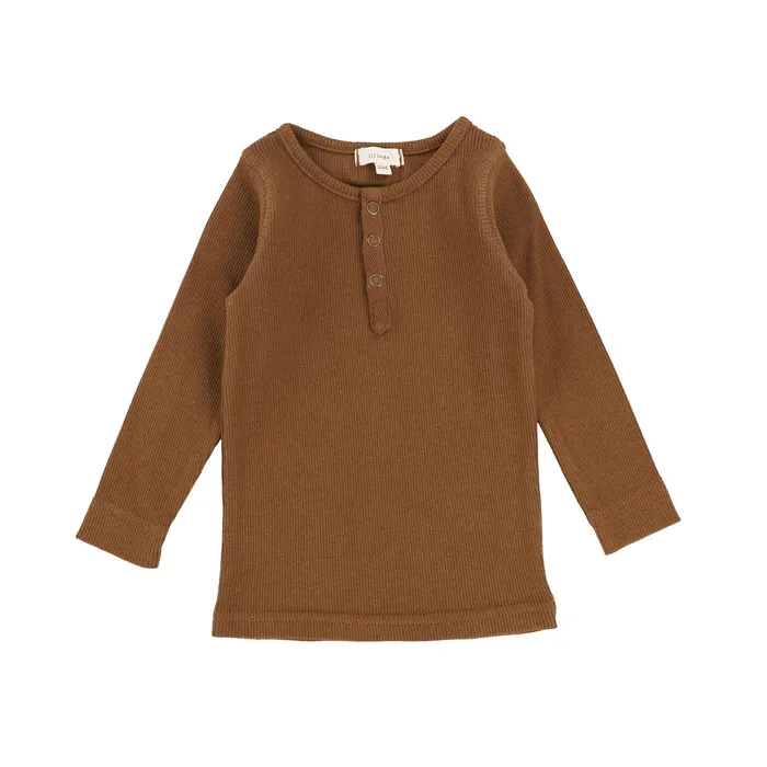Lil Legs Snap Henley TShirt Caramel Lil Legs Earrings