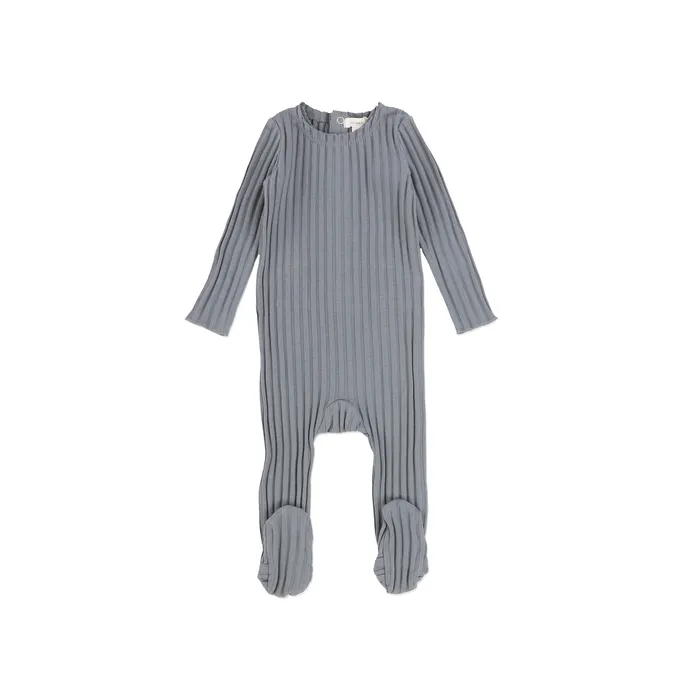 Lil Legs Wide Rib Footie Muted Blue Lil Legs Rings