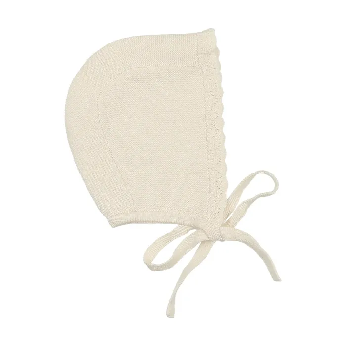 Lilette Knit Collar Ruffle Bonnet Cream Lilette Earrings