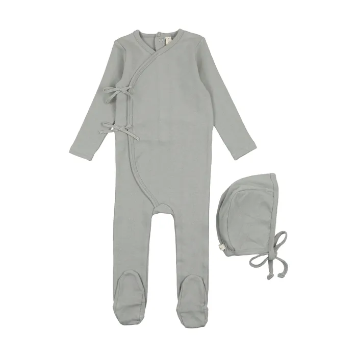 Lilette Lilette Brushed Cotton Wrapover Footie Set Pale Blue Rings