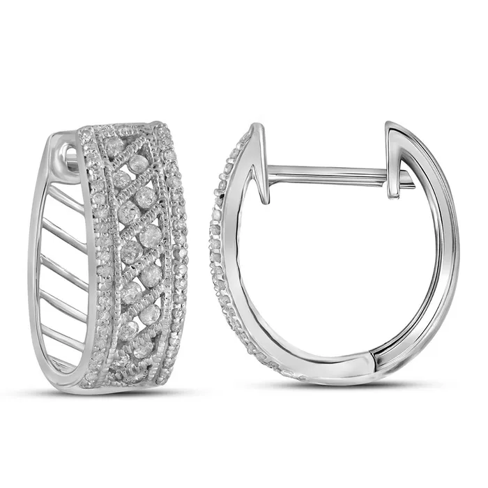 mayamila 10kt White Gold Womens Round Channelset Diamond Hoop Earrings 58 Cttw Earrings