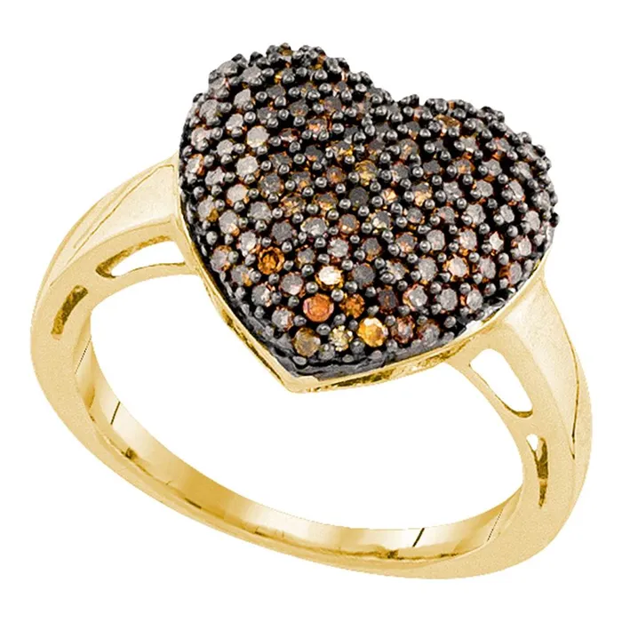 mayamila 10kt Yellow Gold Womens Round Cognacbrown Color Enhanced Diamond Heart Love Ring 58 Cttw Rings mayamila 10kt Yellow Gold Womens Round Cognacbrown Color Enhanced Diamond Heart Love Ring 58 Cttw Rings