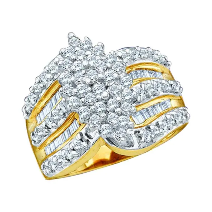 mayamila 10kt Yellow Gold Womens Round Diamond Ovalshape Cluster Ring 100 Cttw Rings mayamila 10kt Yellow Gold Womens Round Diamond Ovalshape Cluster Ring 100 Cttw Rings