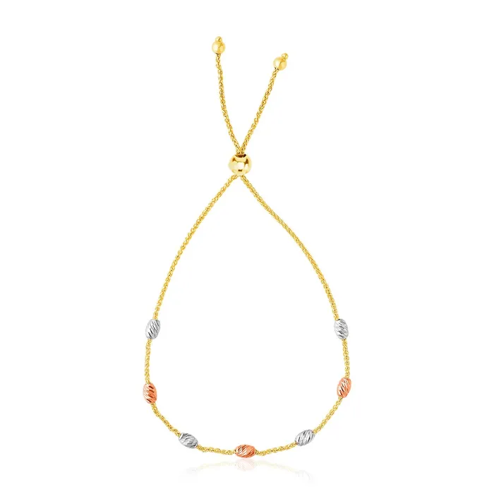 MayaMila 14k TriColor Gold Textured Oval Station Lariat Style Bracelet Bracelets MayaMila 14k TriColor Gold Textured Oval Station Lariat Style Bracelet Bracelets