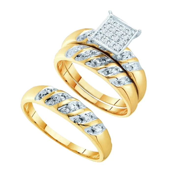 mayamila 14k Twotone Gold His Hers Round Diamond Cluster Matching Bridal Wedding Ring Band Set 112 Cttw Rings mayamila 14k Twotone Gold His Hers Round Diamond Cluster Matching Bridal Wedding Ring Band Set 112 Cttw Rings