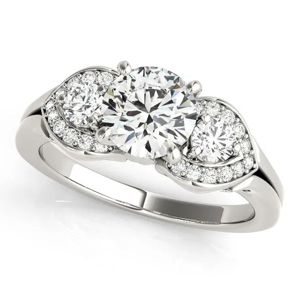 MayaMila 14k White Gold 3 Stone Diamond Engagement Antique Style Ring 1 38 cttw Rings MayaMila 14k White Gold 3 Stone Diamond Engagement Antique Style Ring 1 38 cttw Rings