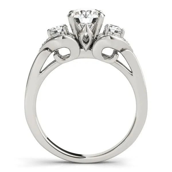 MayaMila 14k White Gold 3 Stone Diamond Engagement Antique Style Ring 1 38 cttw Rings