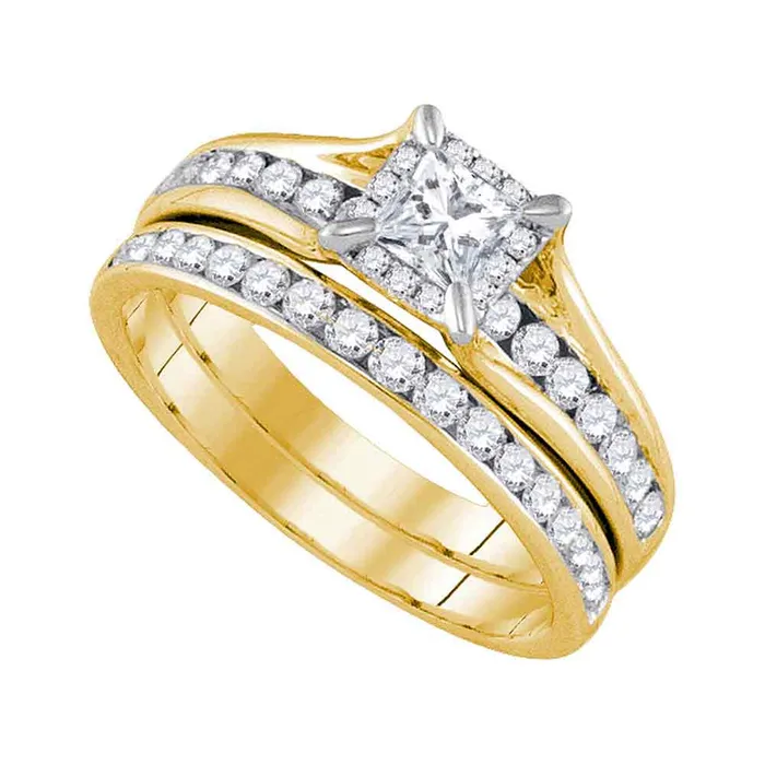 mayamila 14kt Yellow Gold Womens Princess Diamond Bridal Wedding Engagement Ring Band Set 100 Cttw Rings mayamila 14kt Yellow Gold Womens Princess Diamond Bridal Wedding Engagement Ring Band Set 100 Cttw Rings
