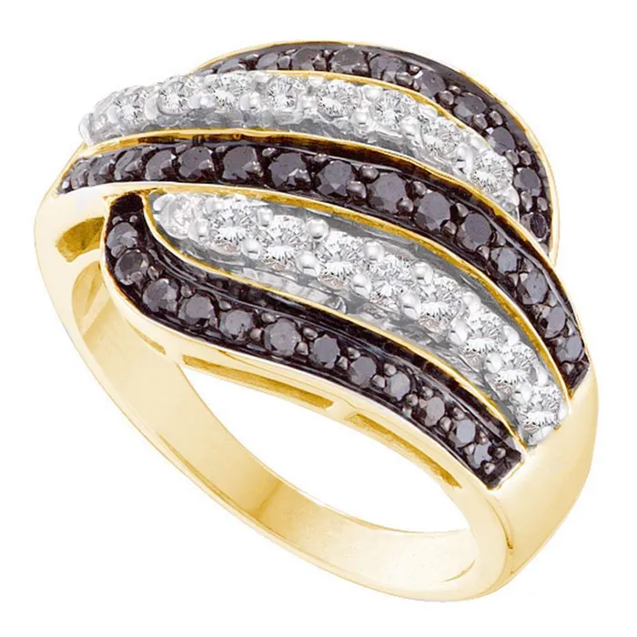 mayamila 14kt Yellow Gold Womens Round Black Color Enhanced Diamond Stripe Cocktail Band 100 Cttw Rings mayamila 14kt Yellow Gold Womens Round Black Color Enhanced Diamond Stripe Cocktail Band 100 Cttw Rings