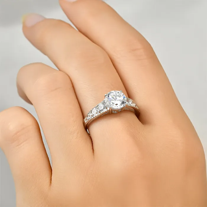 mayamila 200 Carat Round Cut Cubic Zirconia Ring Authentic Sterling Silver Rings