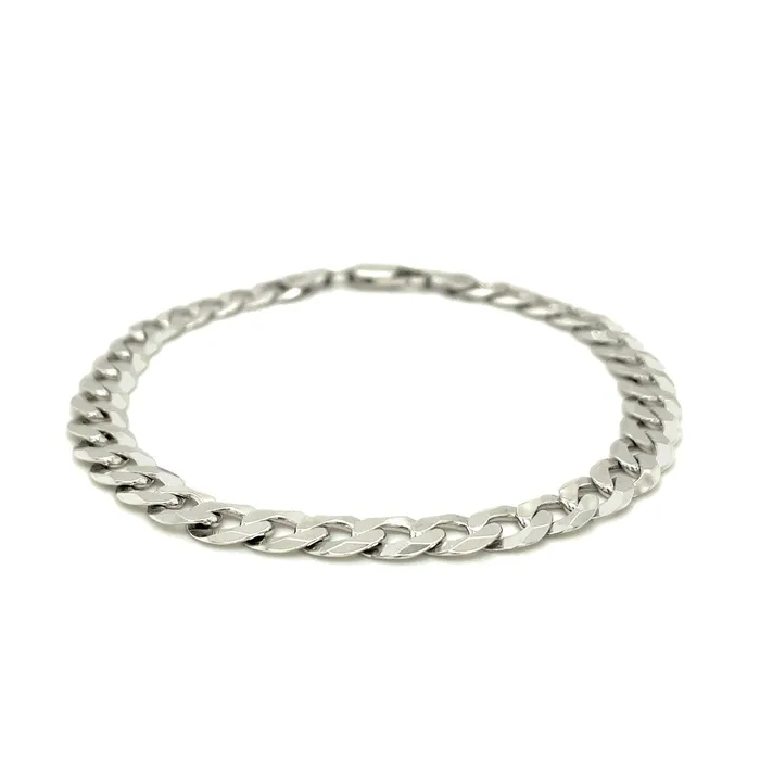 MayaMila Bracelets Rhodium Plated 72mm Sterling Silver Curb Style Bracelet