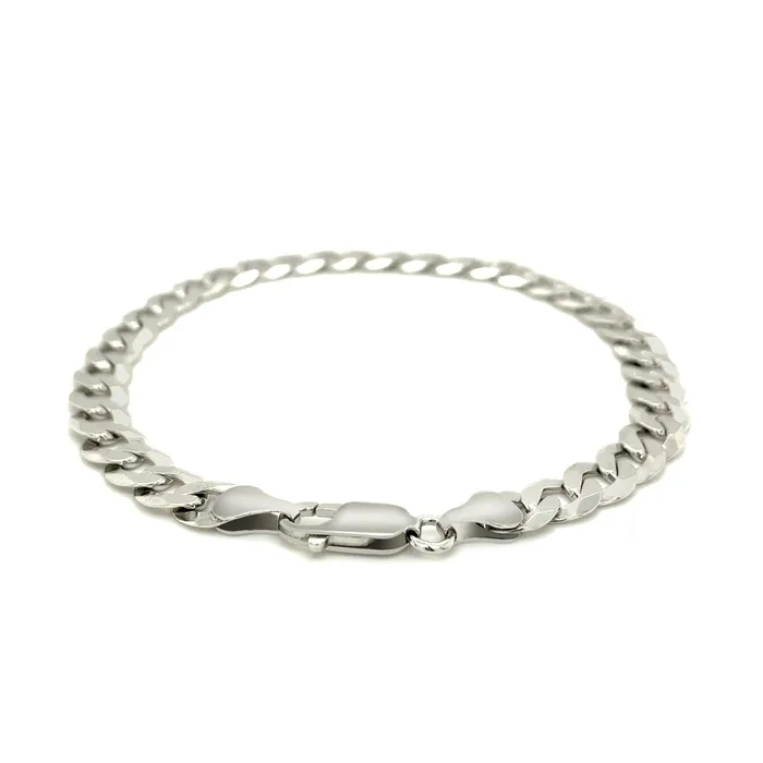 MayaMila Bracelets Rhodium Plated 72mm Sterling Silver Curb Style Bracelet