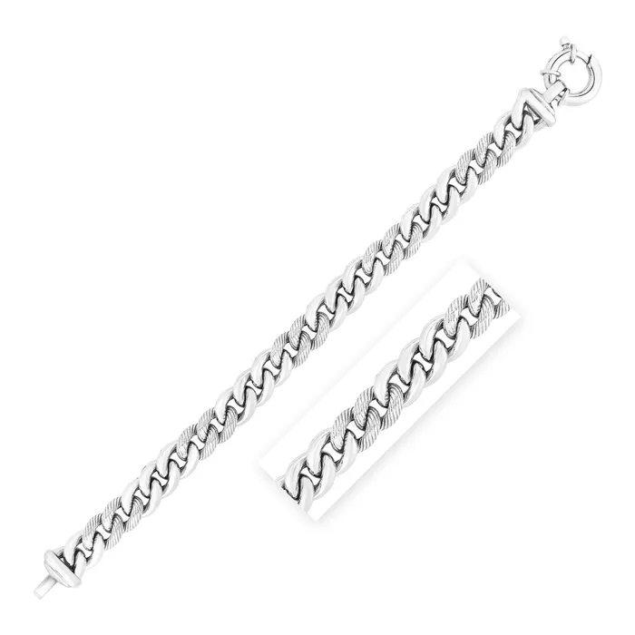 MayaMila Bracelets Sterling Silver 7 12 inch Polished and Textured Curb Chain Link Bracelet MayaMila Bracelets Sterling Silver 7 12 inch Polished and Textured Curb Chain Link Bracelet