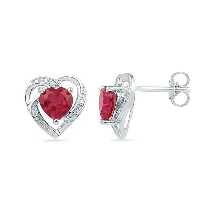 mayamila Earrings 10kt White Gold Womens Round LabCreated Ruby Heart Love Earrings 38 Cttw mayamila Earrings 10kt White Gold Womens Round LabCreated Ruby Heart Love Earrings 38 Cttw