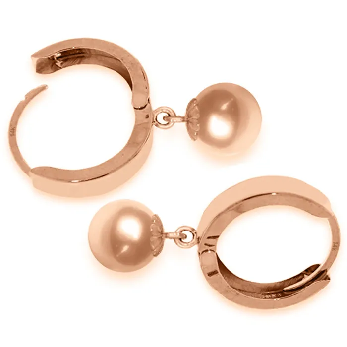 MayaMila Earrings 14K Solid Rose Gold Huggie Earrings Ball Drop Hoops
