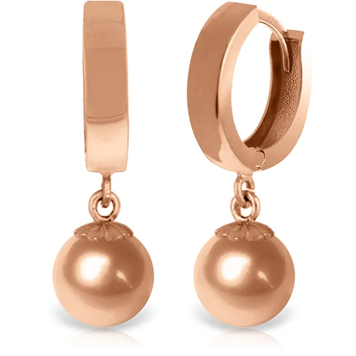 MayaMila Earrings 14K Solid Rose Gold Huggie Earrings Ball Drop Hoops