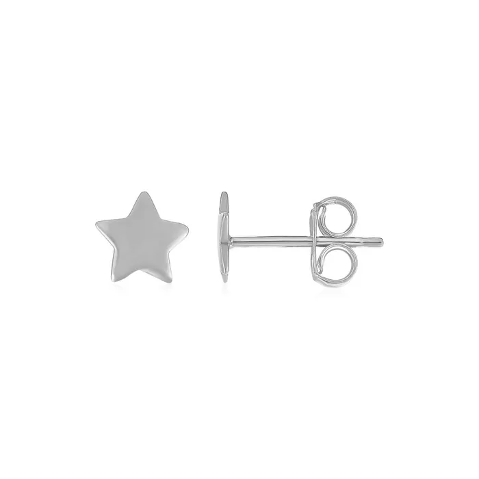 MayaMila Earrings 14k White Gold Post Earrings with Stars