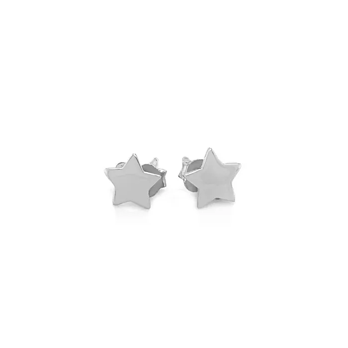 MayaMila Earrings 14k White Gold Post Earrings with Stars