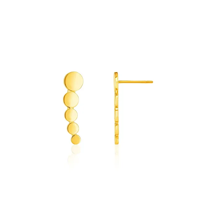 MayaMila Earrings 14k Yellow Gold Graduated Circles Climber Post Earrings MayaMila Earrings 14k Yellow Gold Graduated Circles Climber Post Earrings