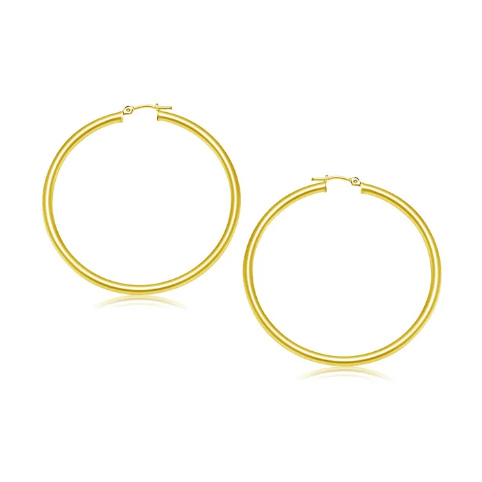 MayaMila Earrings 14k Yellow Gold Polished Hoop Earrings 30 mm