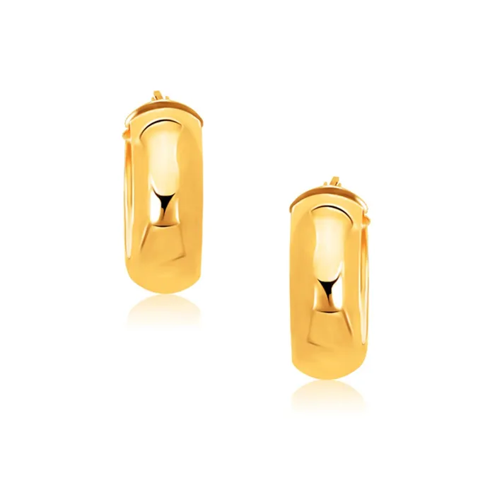 MayaMila Earrings 14k Yellow Gold Wide Medium Hoop Earrings with Snap Lock MayaMila Earrings 14k Yellow Gold Wide Medium Hoop Earrings with Snap Lock