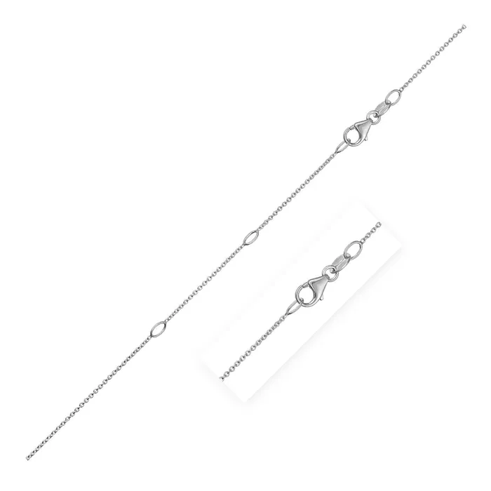MayaMila Earrings Double Extendable Cable Chain in 14k White Gold 085mm