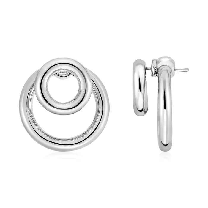MayaMila Earrings Post Earrings with Double Polished Rings in Sterling Silver