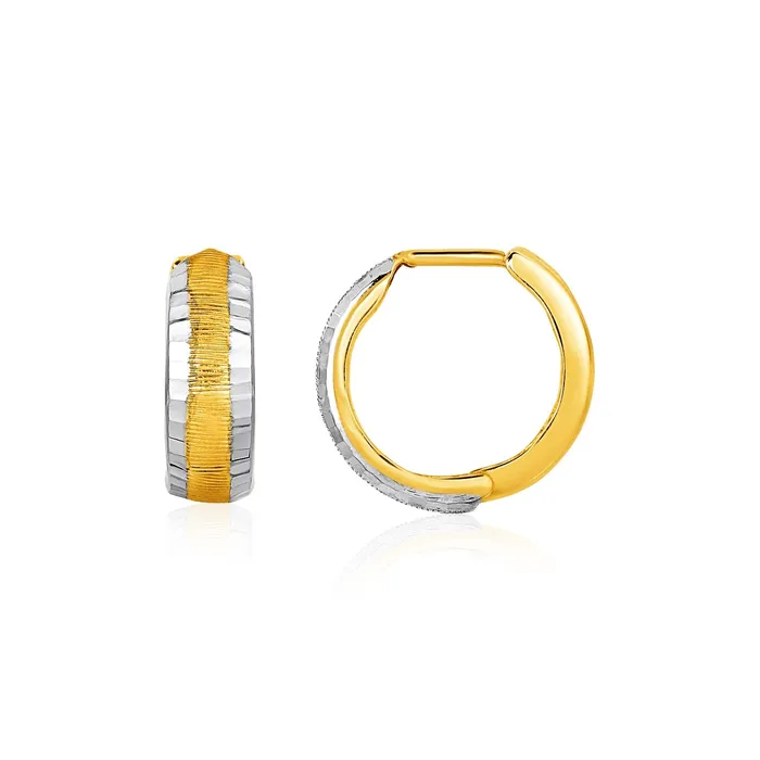 MayaMila Earrings TwoTone Reversible Snuggable Earrings in 10k Yellow and White Gold MayaMila Earrings TwoTone Reversible Snuggable Earrings in 10k Yellow and White Gold