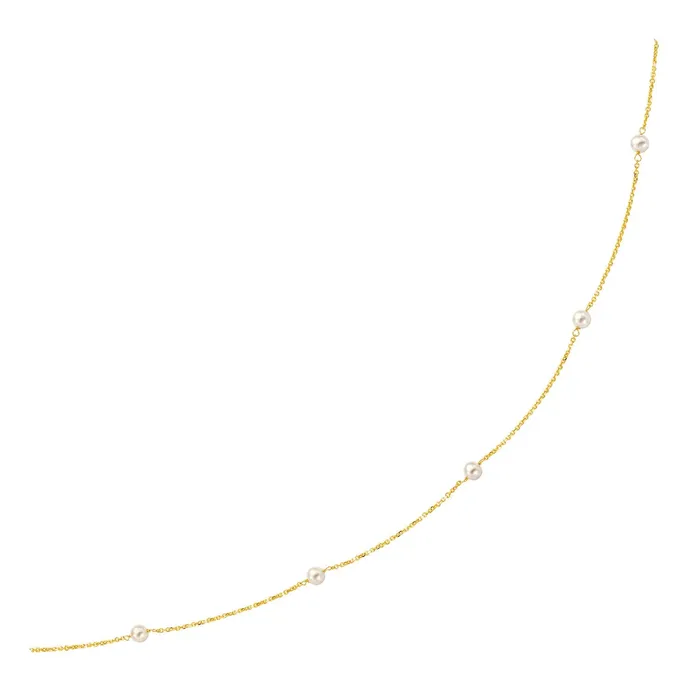 MayaMila Necklaces 14k Yellow Gold Necklace with White Pearls