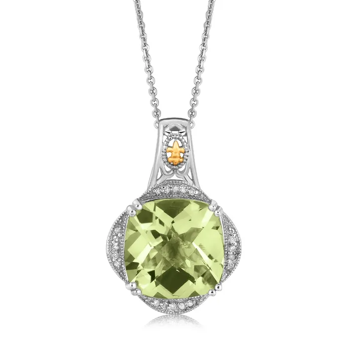 MayaMila Necklaces 18k Yellow Gold and Sterling Silver Fleur De Lis Motif Pendant MayaMila Necklaces 18k Yellow Gold and Sterling Silver Fleur De Lis Motif Pendant