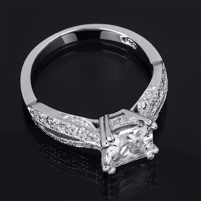 MayaMila Rings 125 tcw Princess Cut Contemporary Style Engagement Ring Solid Silver
